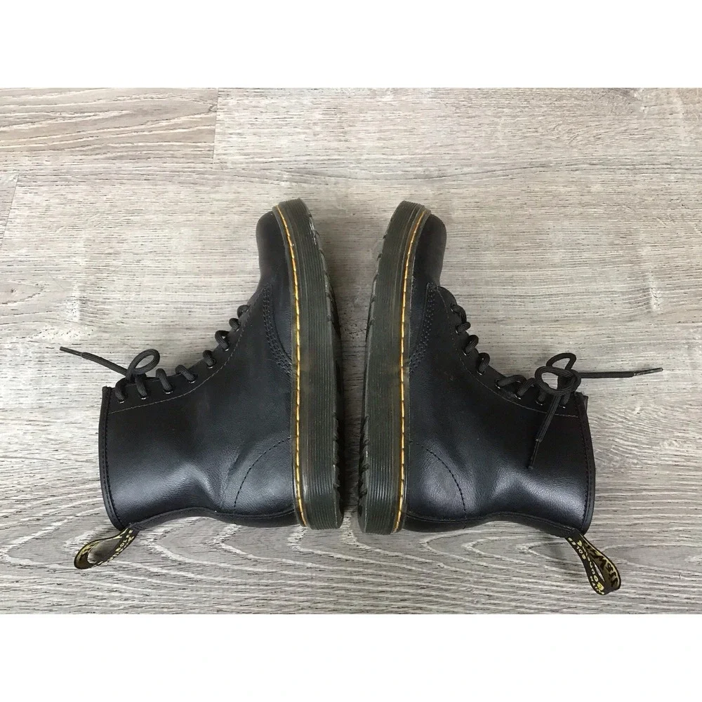 Doc Martens Zavala J Leather Combat Boots Black Kids Size 3 Youth Boot Dr.